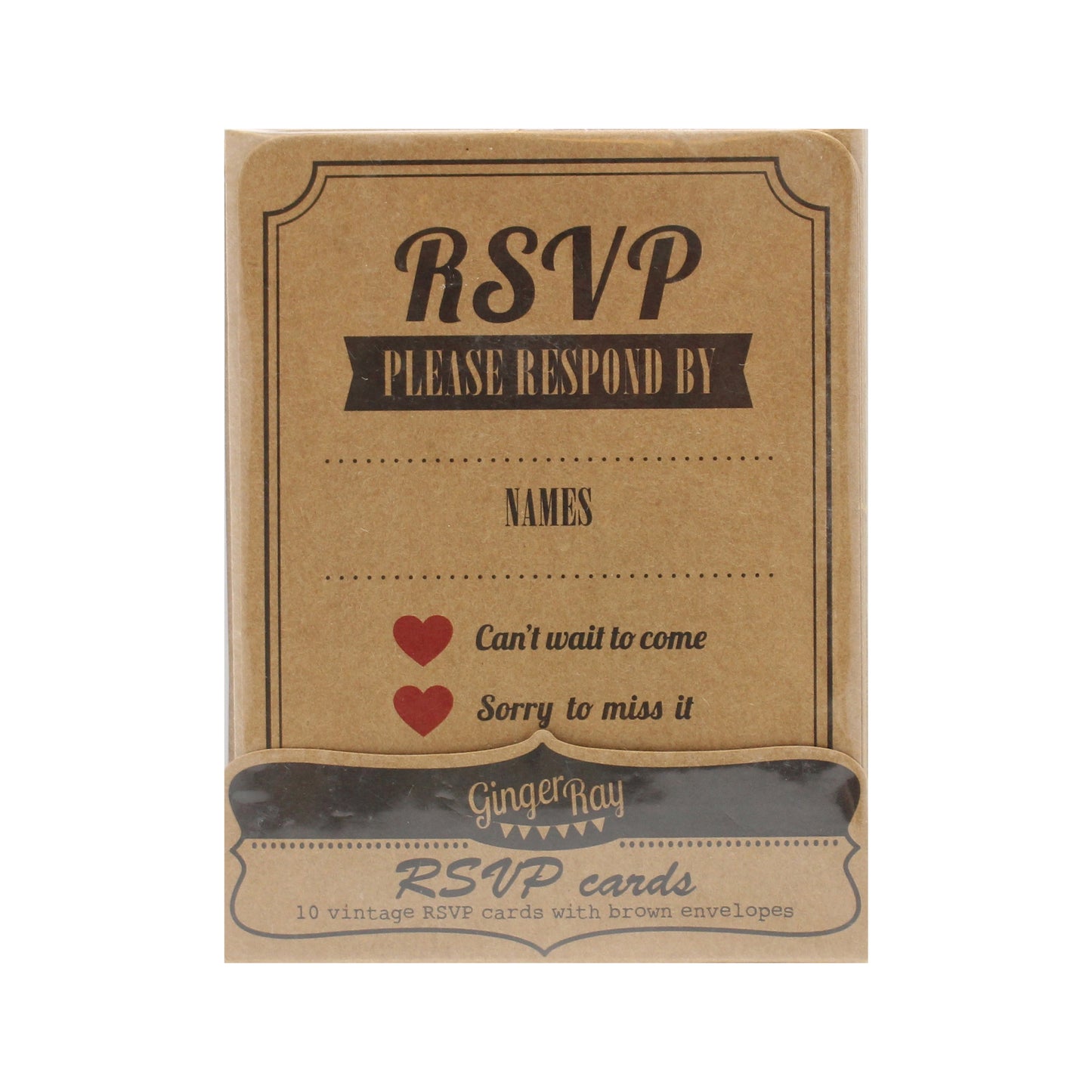 RSVP Cards in Brown Kraft - Vintage Affair