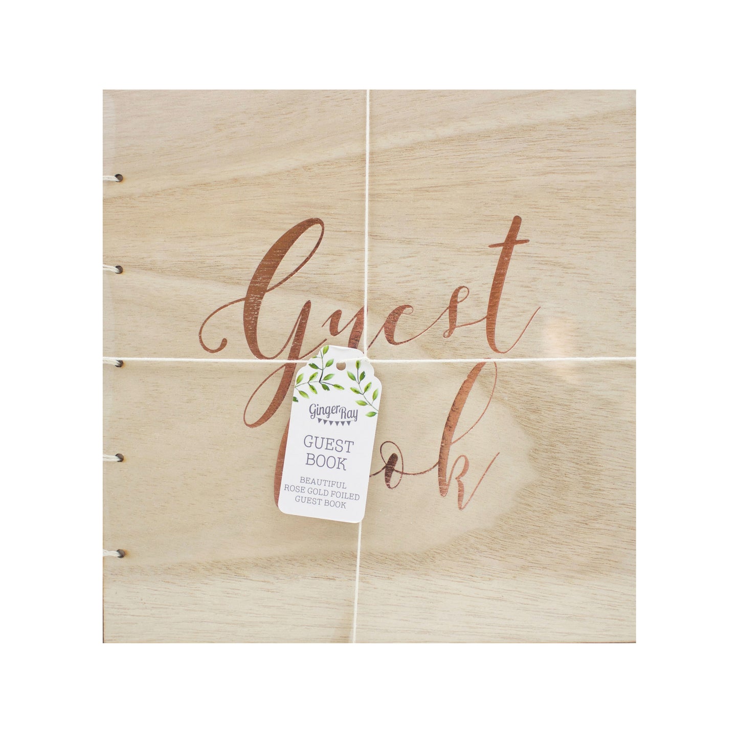 Rose Gold Wooden Wedding Guest Book