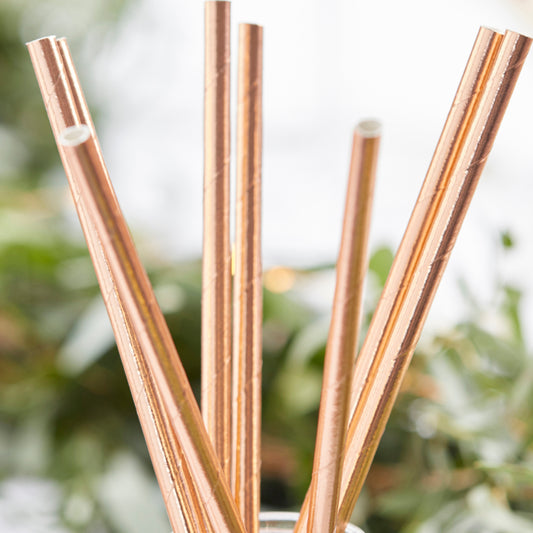 Rose Gold Paper Straws - Beautiful Botanics
