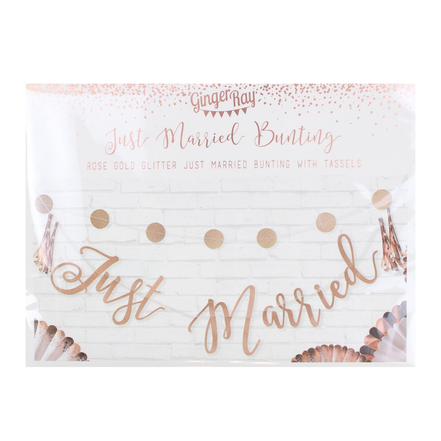 Just Married Rose Gold Glitter Bunting