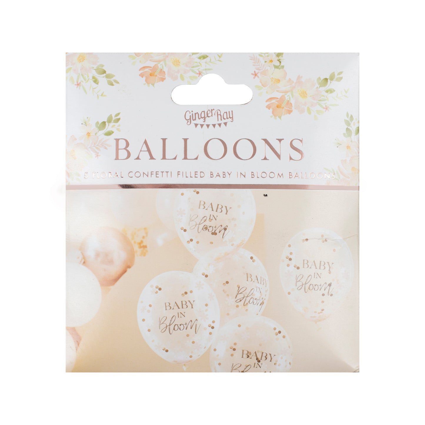 Rose Gold Baby Shower Confetti Balloons