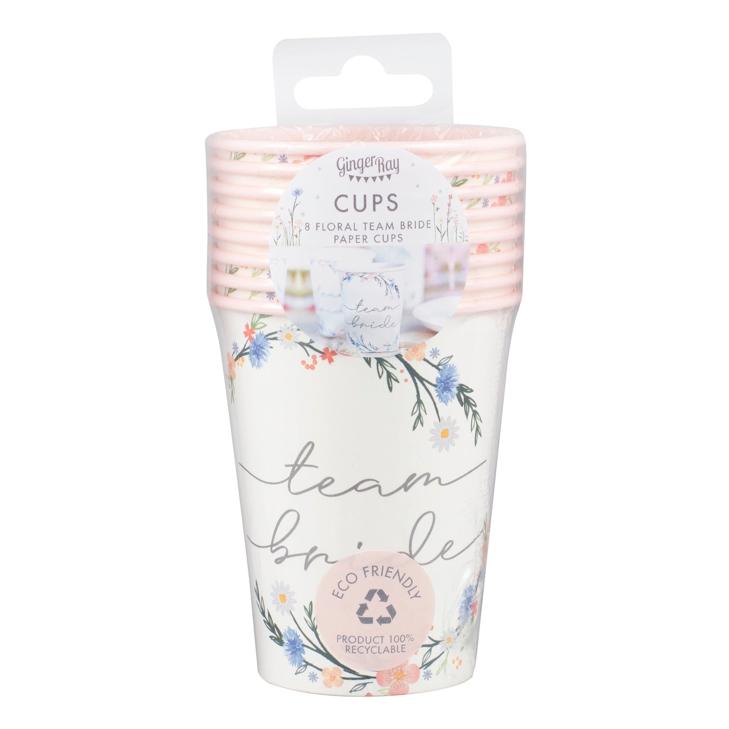 Boho Eco Floral Team Bride Hen Party Cups