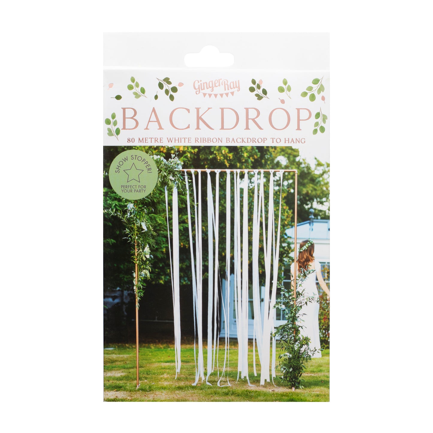 White Ribbon Hanging Wedding Backdrop