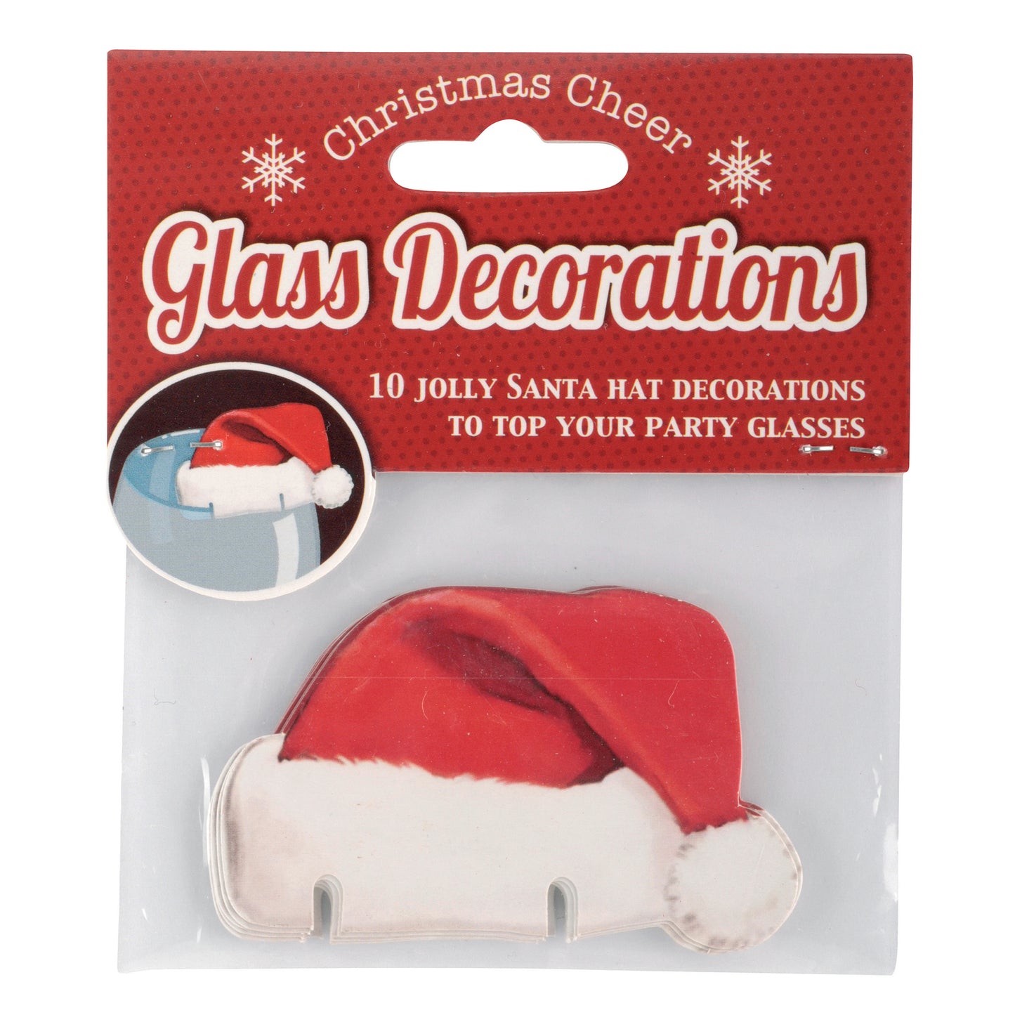 Santa Hat Christmas Glass Decorations