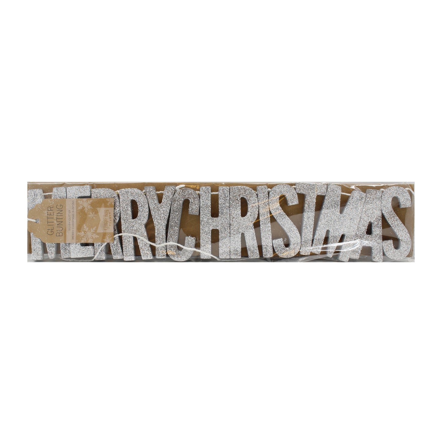 Silver Glitter Merry Christmas Wooden Bunting