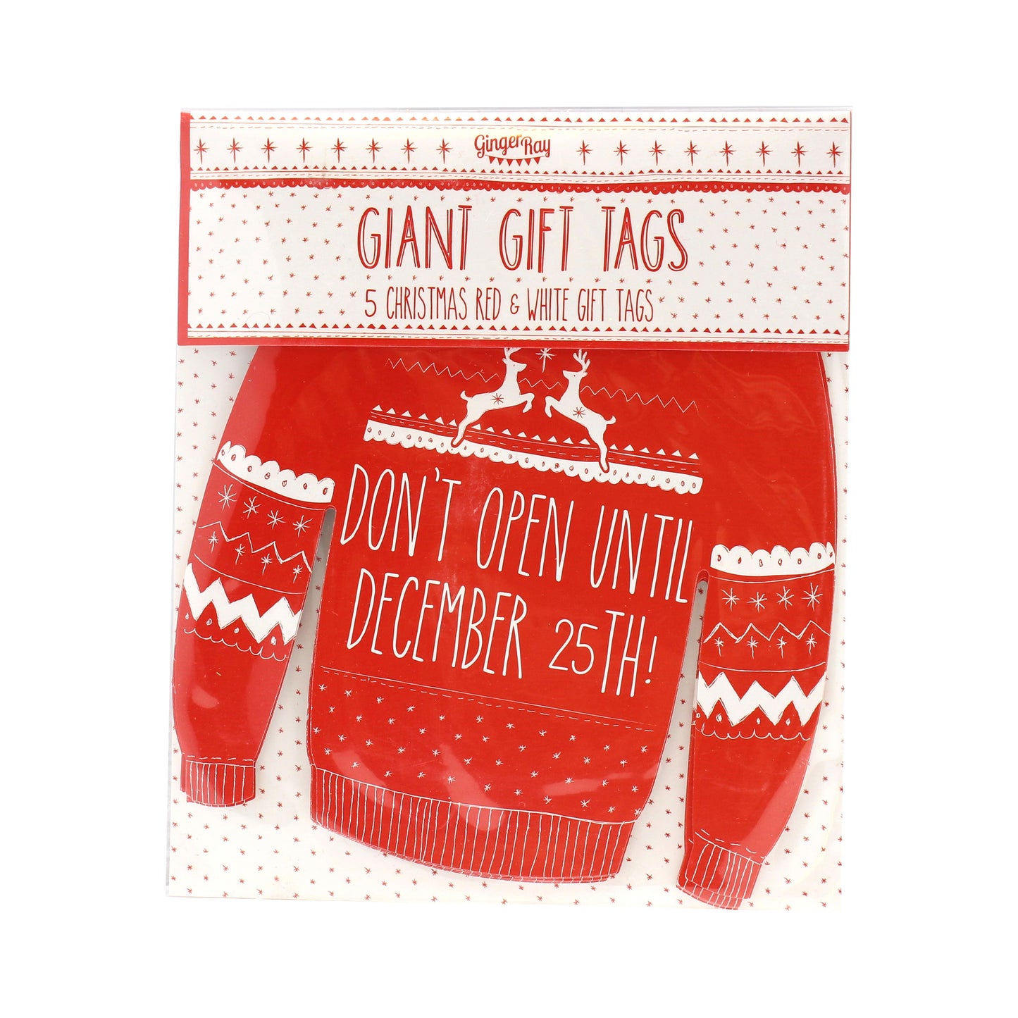 Red and White Festive Giant Jumper Gift Tags - Cosy Christmas