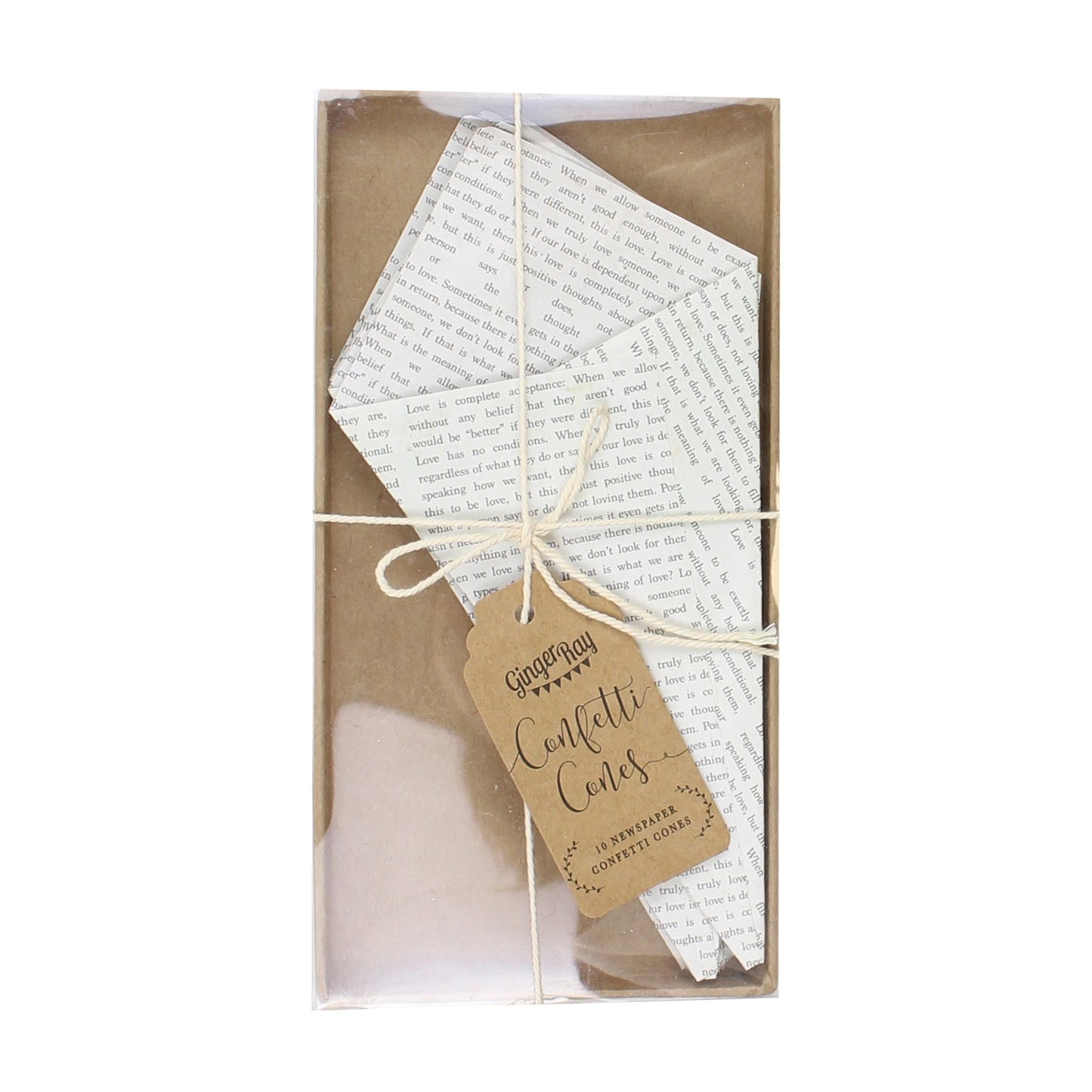 Newspaper Print Confetti Cones - Rustic Country