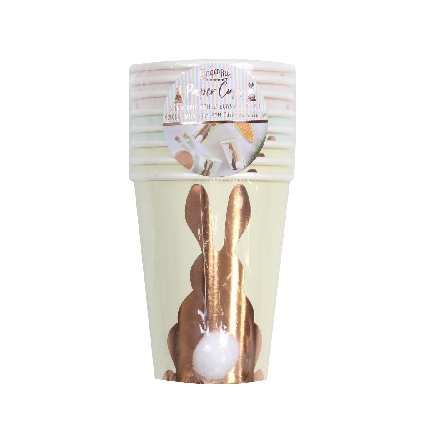 Rose Gold Foiled Pom Pom Paper Cups