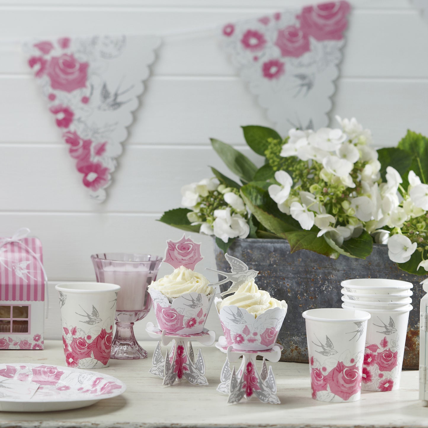 Rose & Swallow Single Cupcake Stands - Enchanted Rose