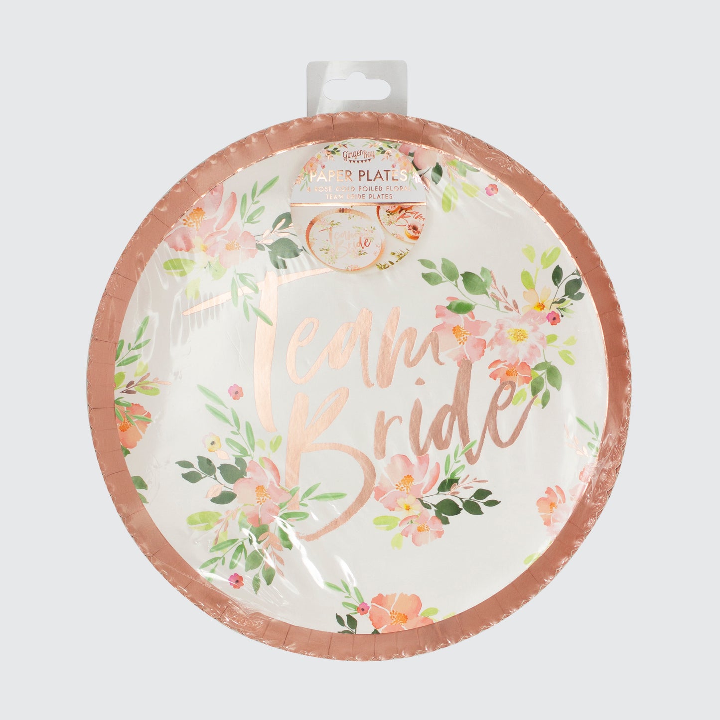 Team Bride Rose Gold Foiled Floral Plates