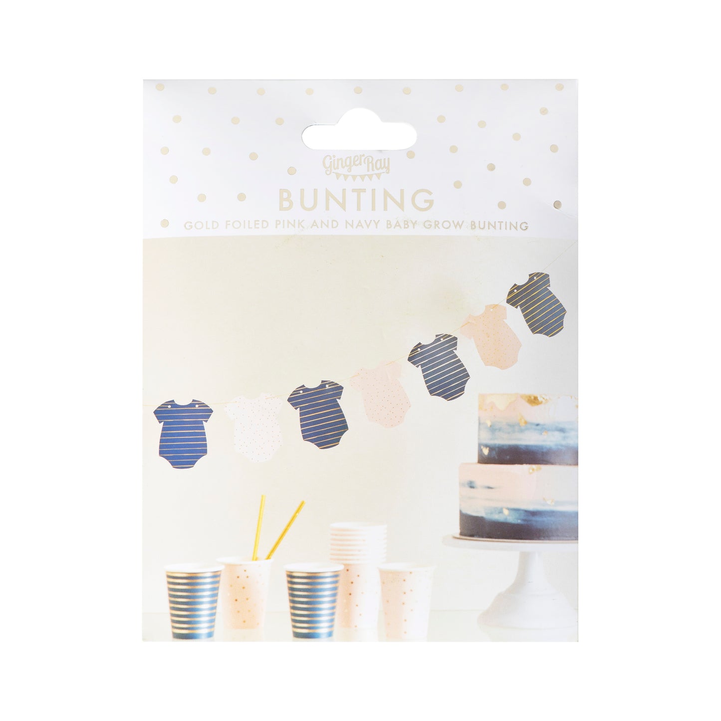 Gold Foiled Pink & Navy Baby Grow Baby Shower Banner