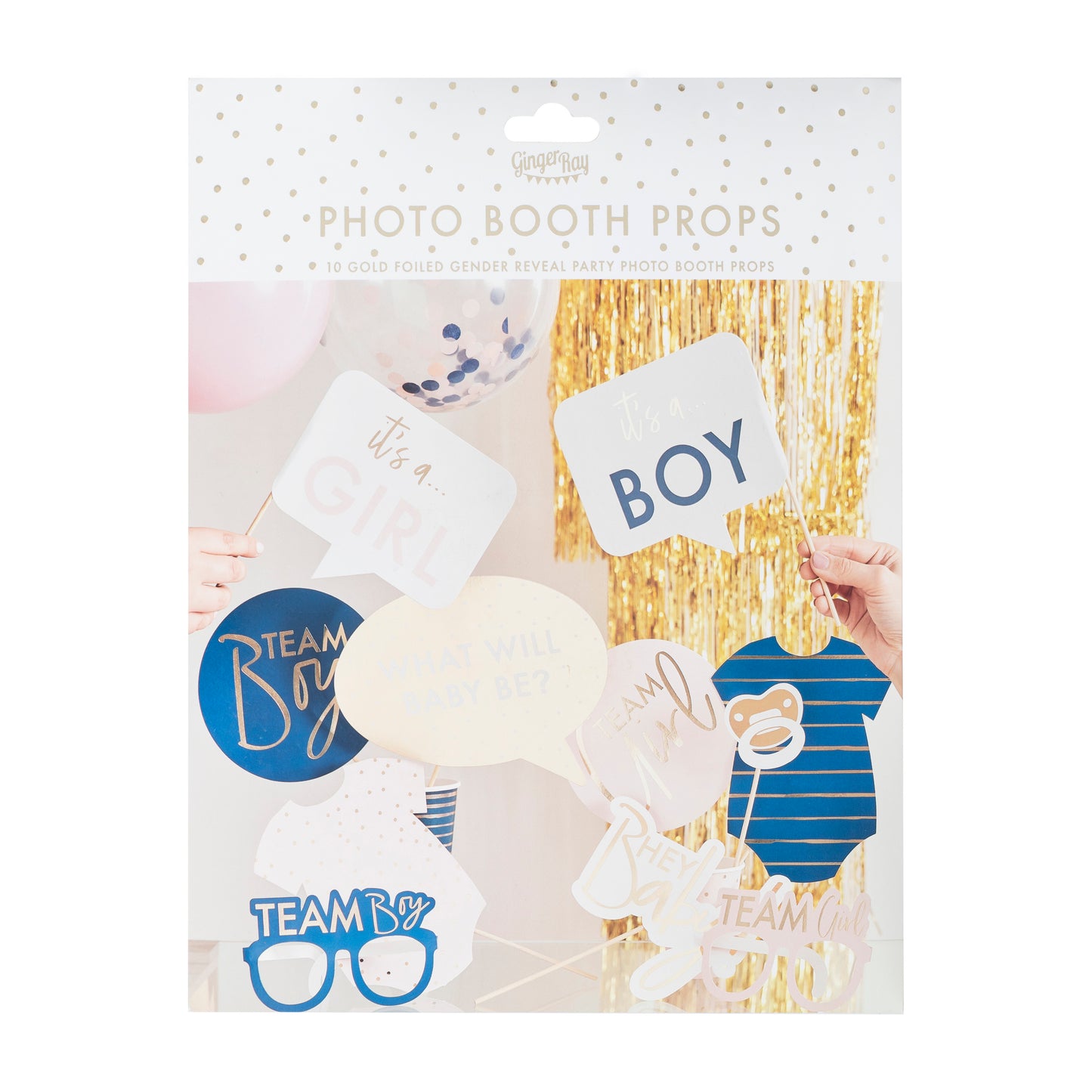 Gold Foiled Gender Reveal Party Photo Booth Props