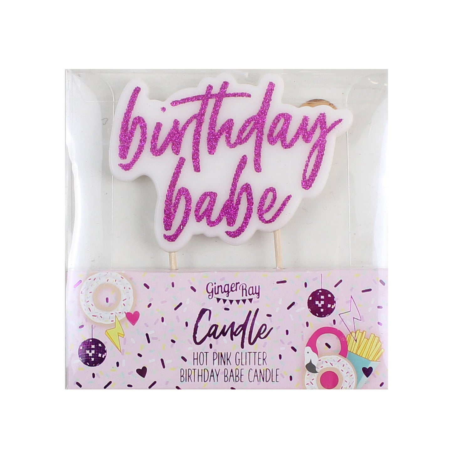 Hot Pink Glitter Birthday Babe Candle