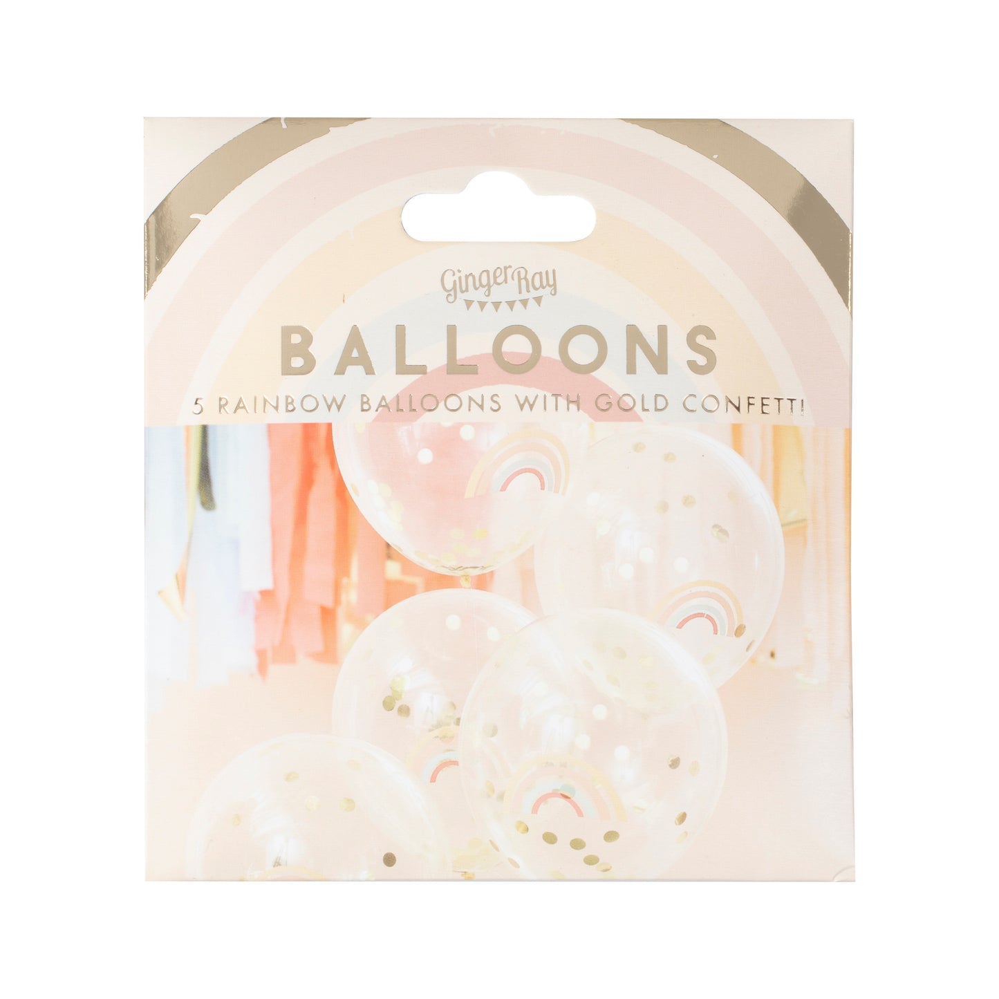 Rainbow And Gold Confetti Balloons