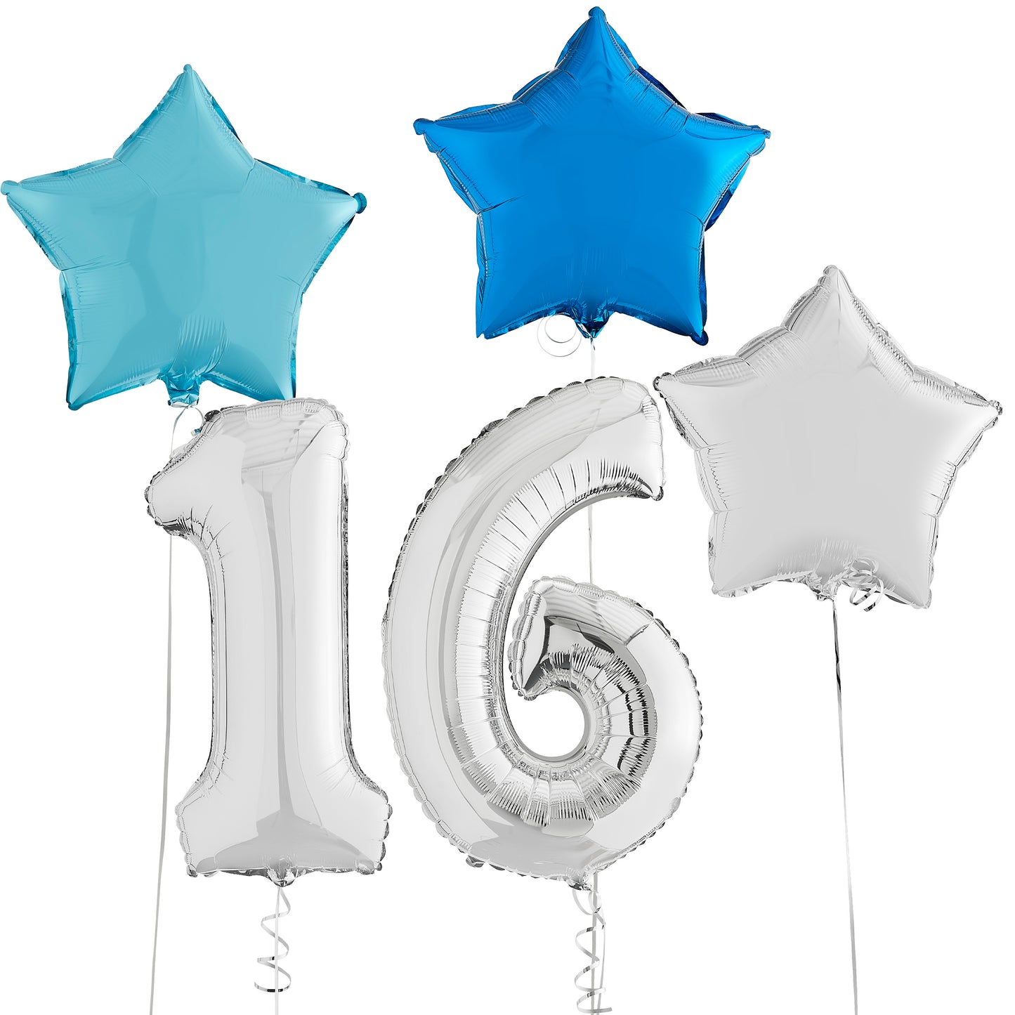 16th Birthday Silver Helium Deluxe Bunch Balloons Delivered