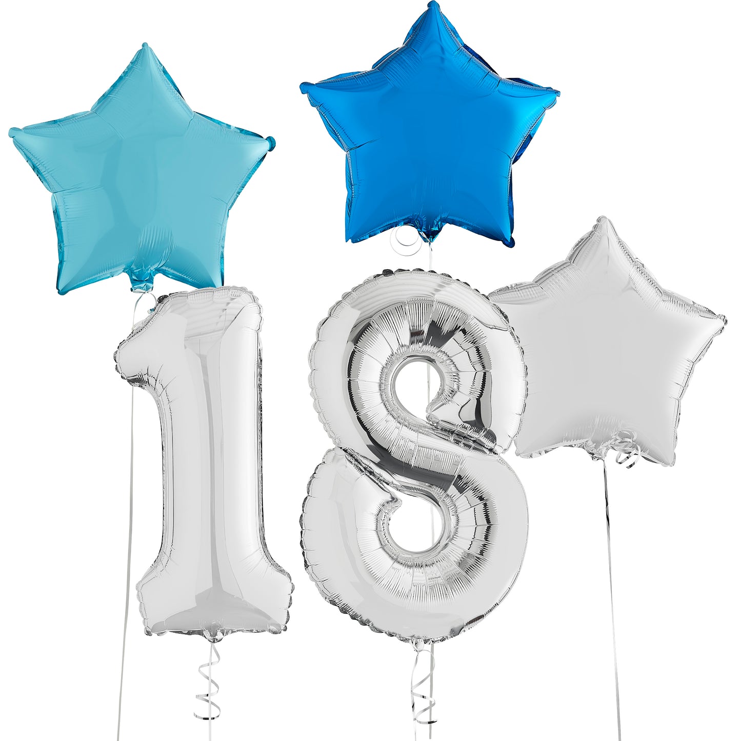 18th Birthday Silver Helium Deluxe Bunch Balloons Delivered