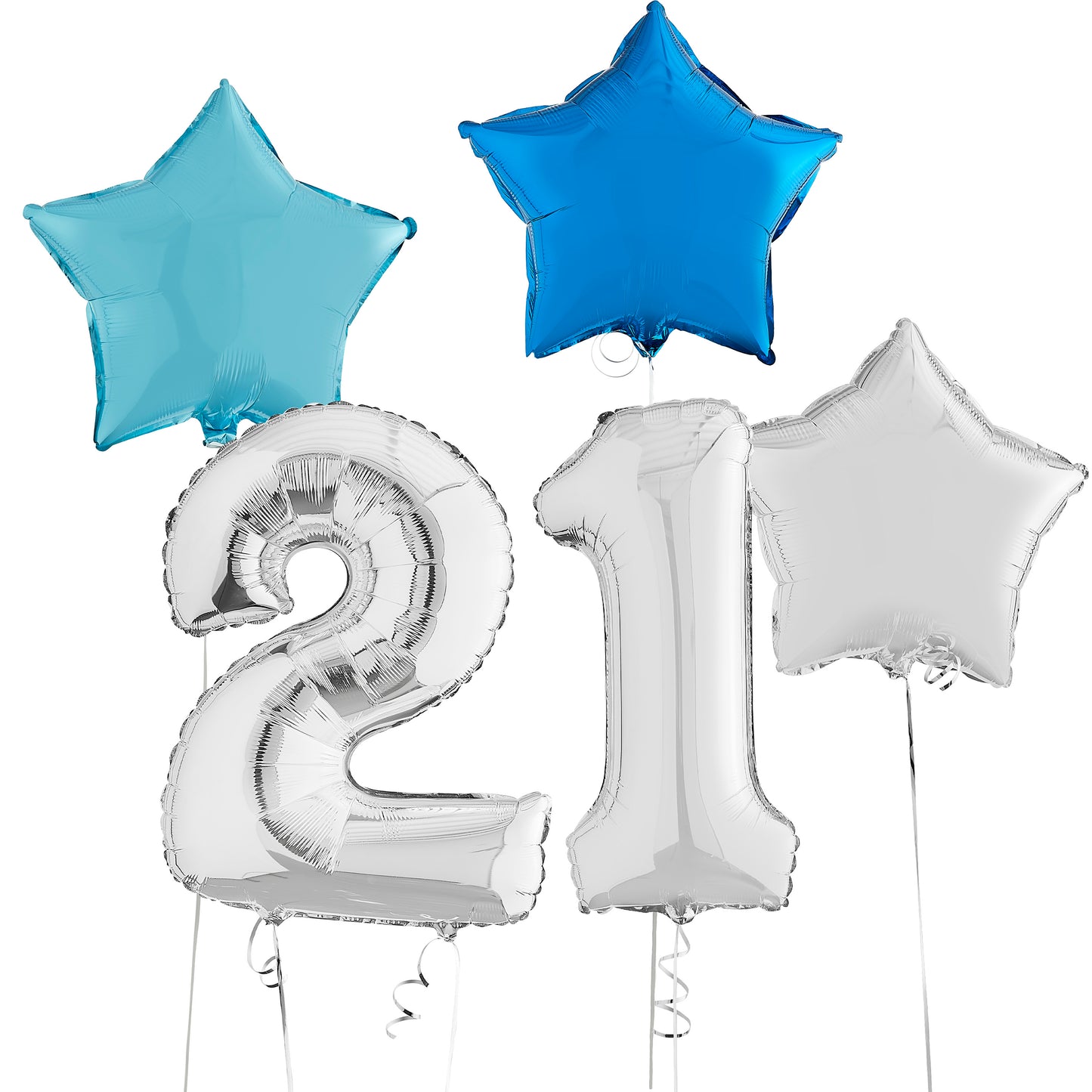 21st Birthday Silver Helium Deluxe Bunch Balloons Delivered