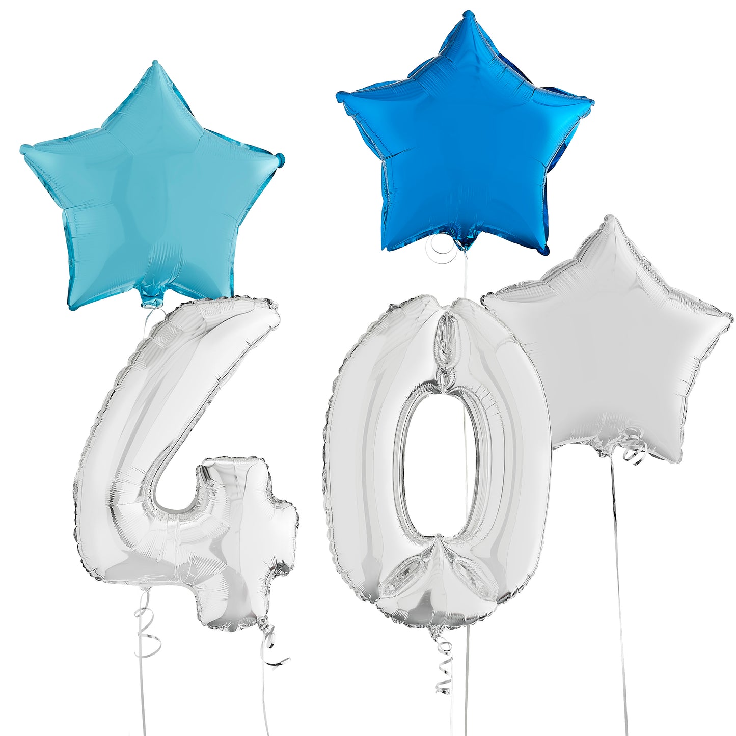 40th Birthday Silver Helium Deluxe Bunch Balloons Delivered