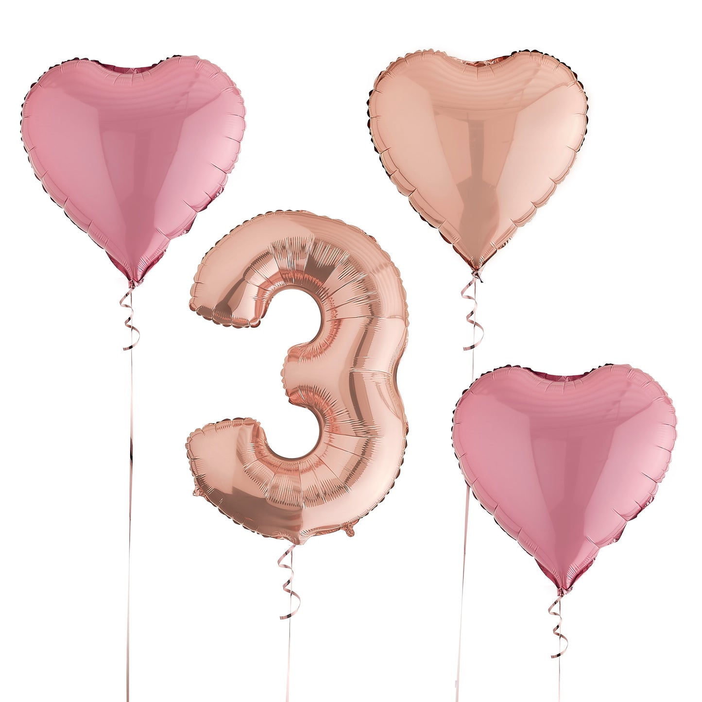 3rd Birthday Rose Gold Helium Balloons Delivered