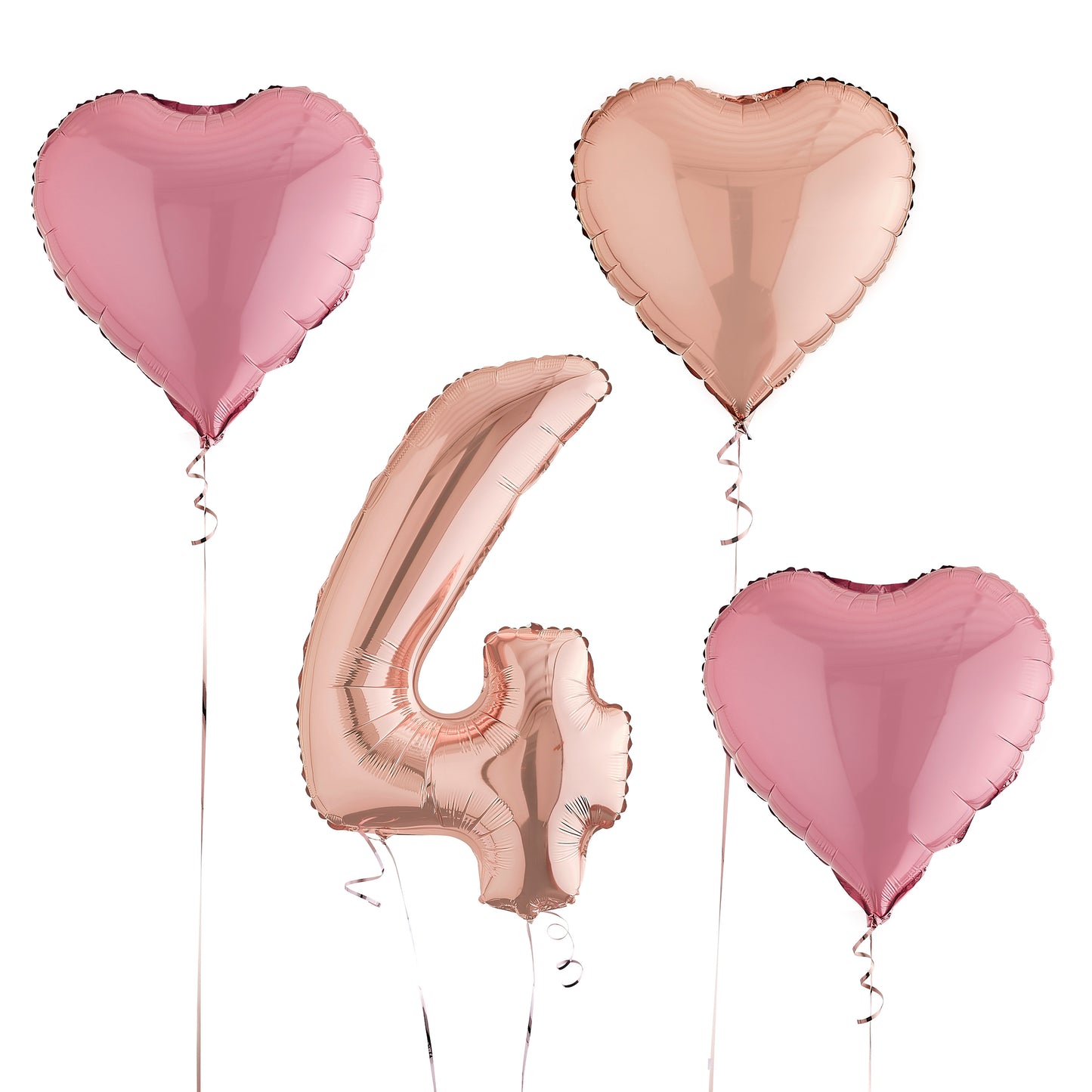 4th Birthday Rose Gold Helium Balloons Delivered