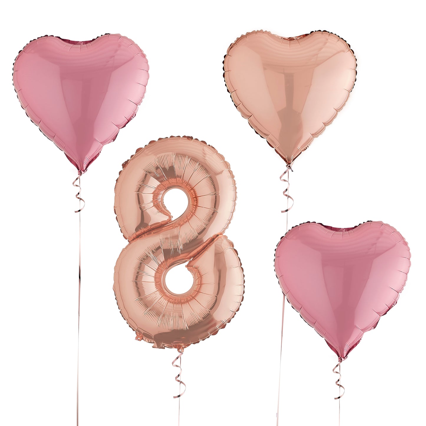 8th Birthday Rose Gold Helium Balloons Delivered
