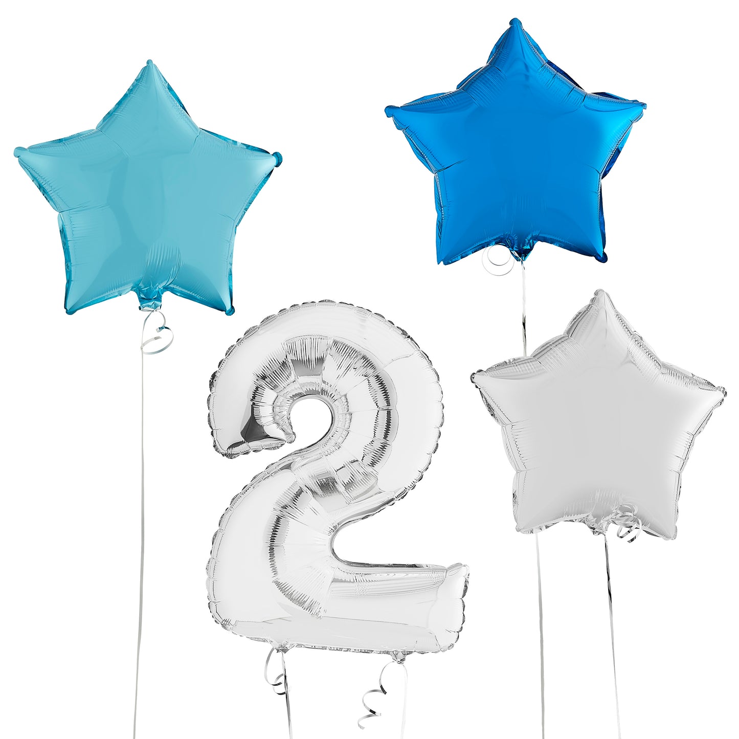 2nd Birthday Silver Helium Balloons Deluxe Bunch Delivered