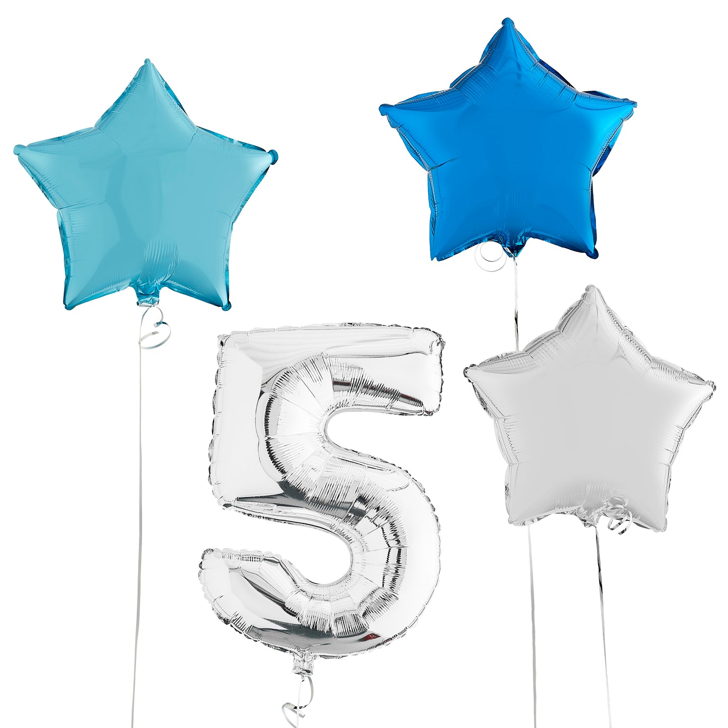 5th Birthday Silver Helium Balloons Deluxe Bunch Delivered