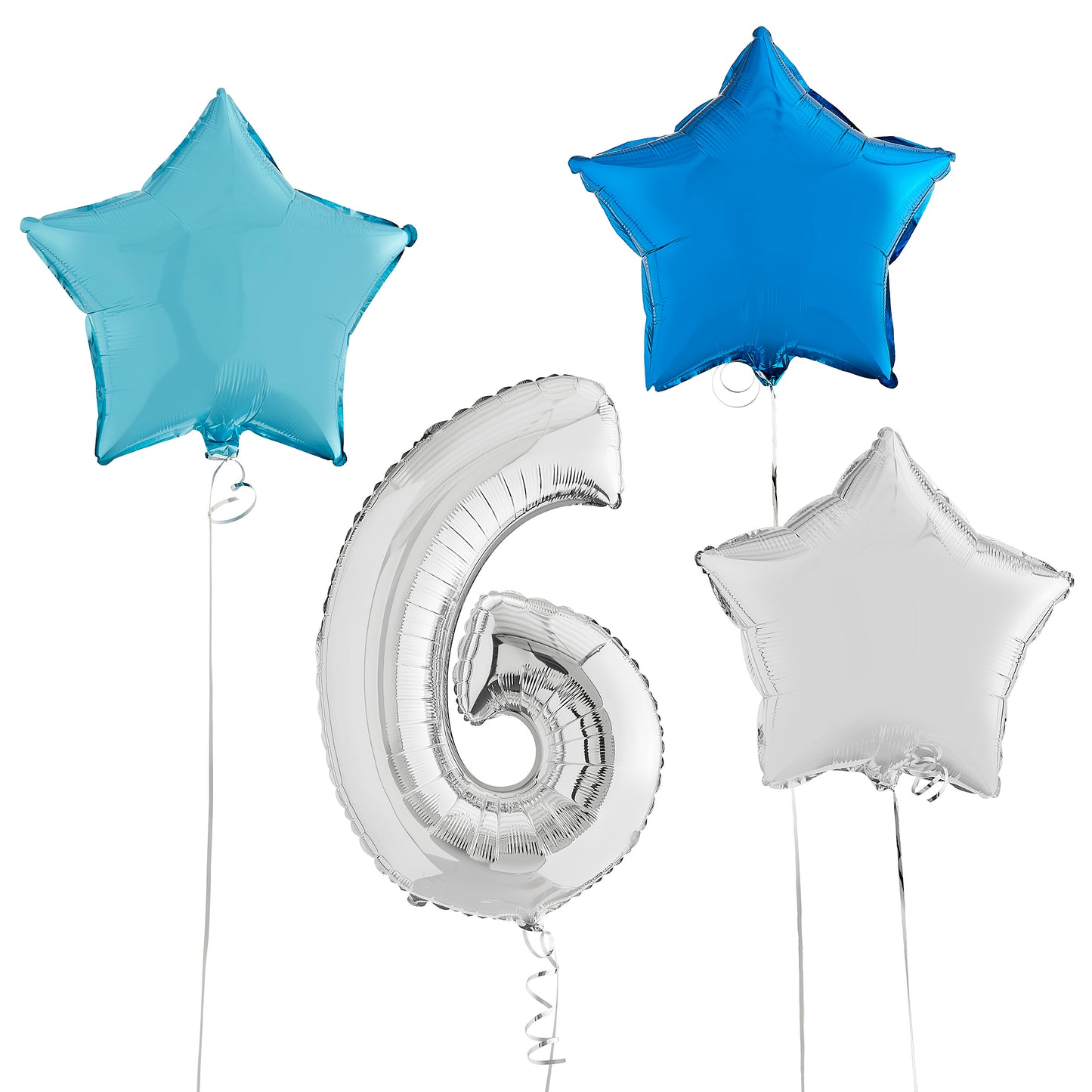 6th Birthday Silver Helium Balloons Deluxe Bunch Delivered