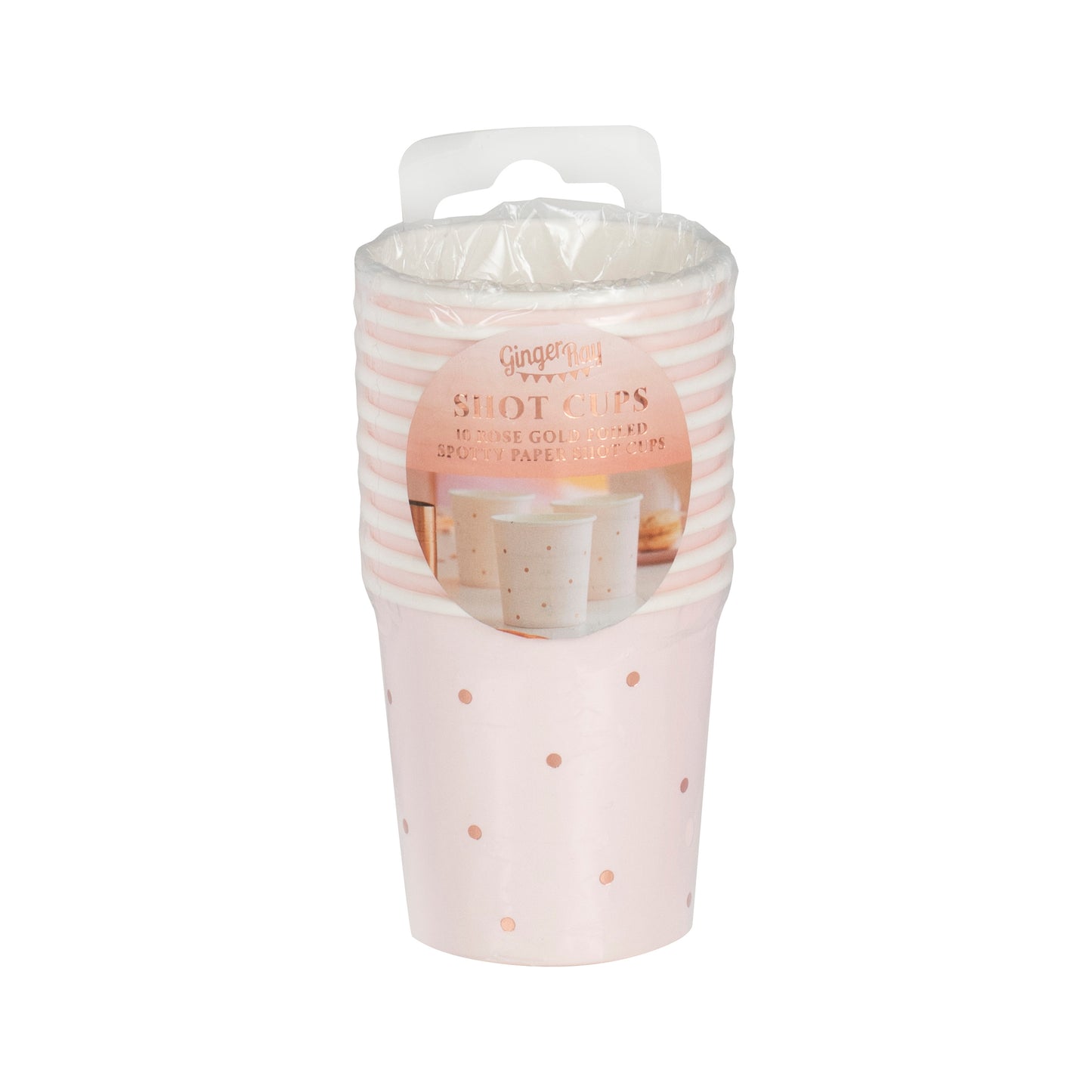 Pink and Rose Gold Foiled Paper Hen Party Shot Glasses