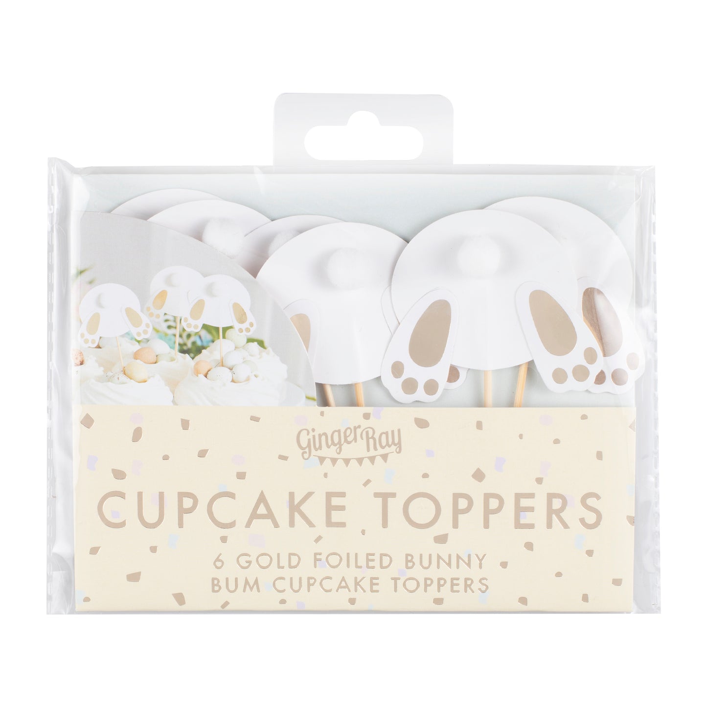 Gold Easter Bunny Bum Cupcake Toppers
