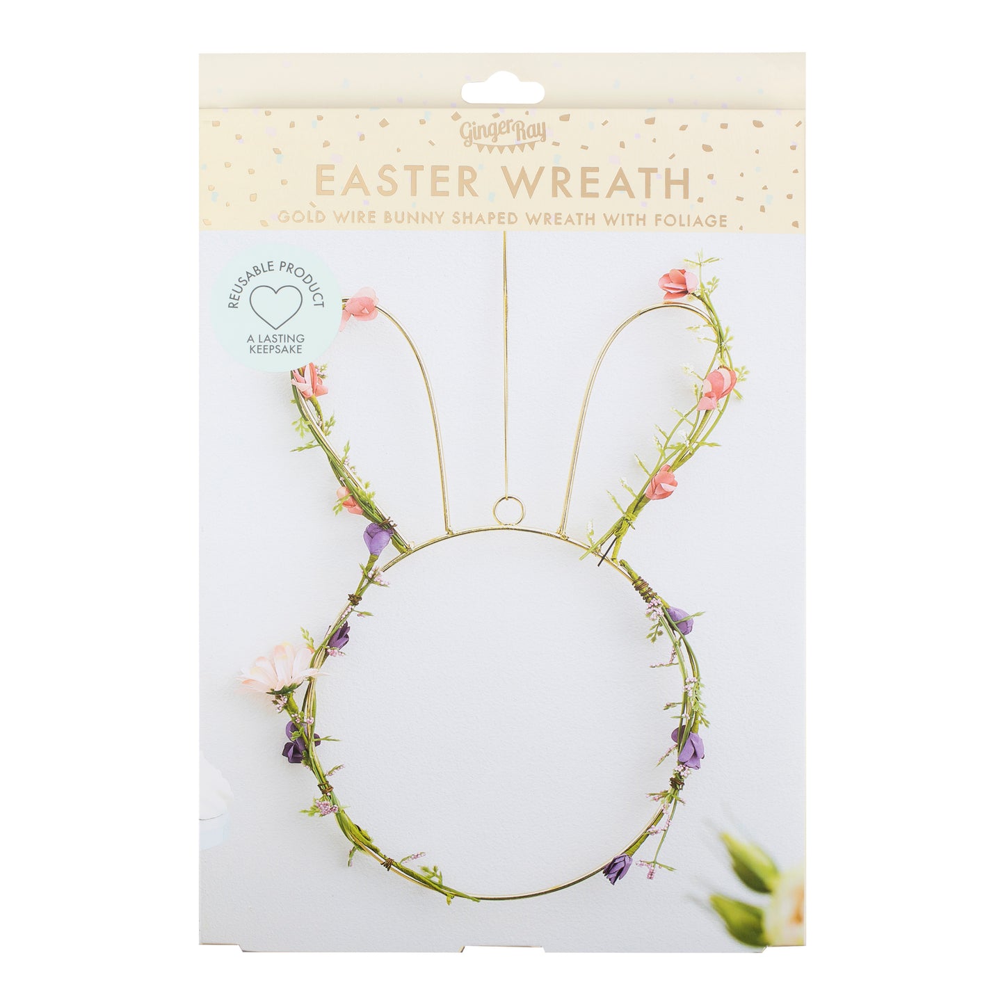 Contemporary Easter Bunny Wreath with Foliage