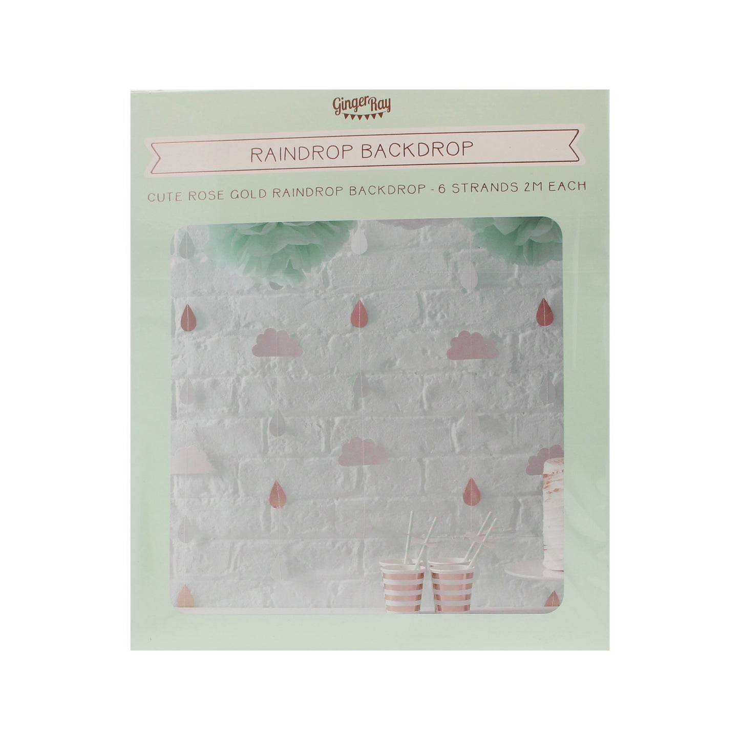 Rose gold raindrops and clouds baby shower decoration