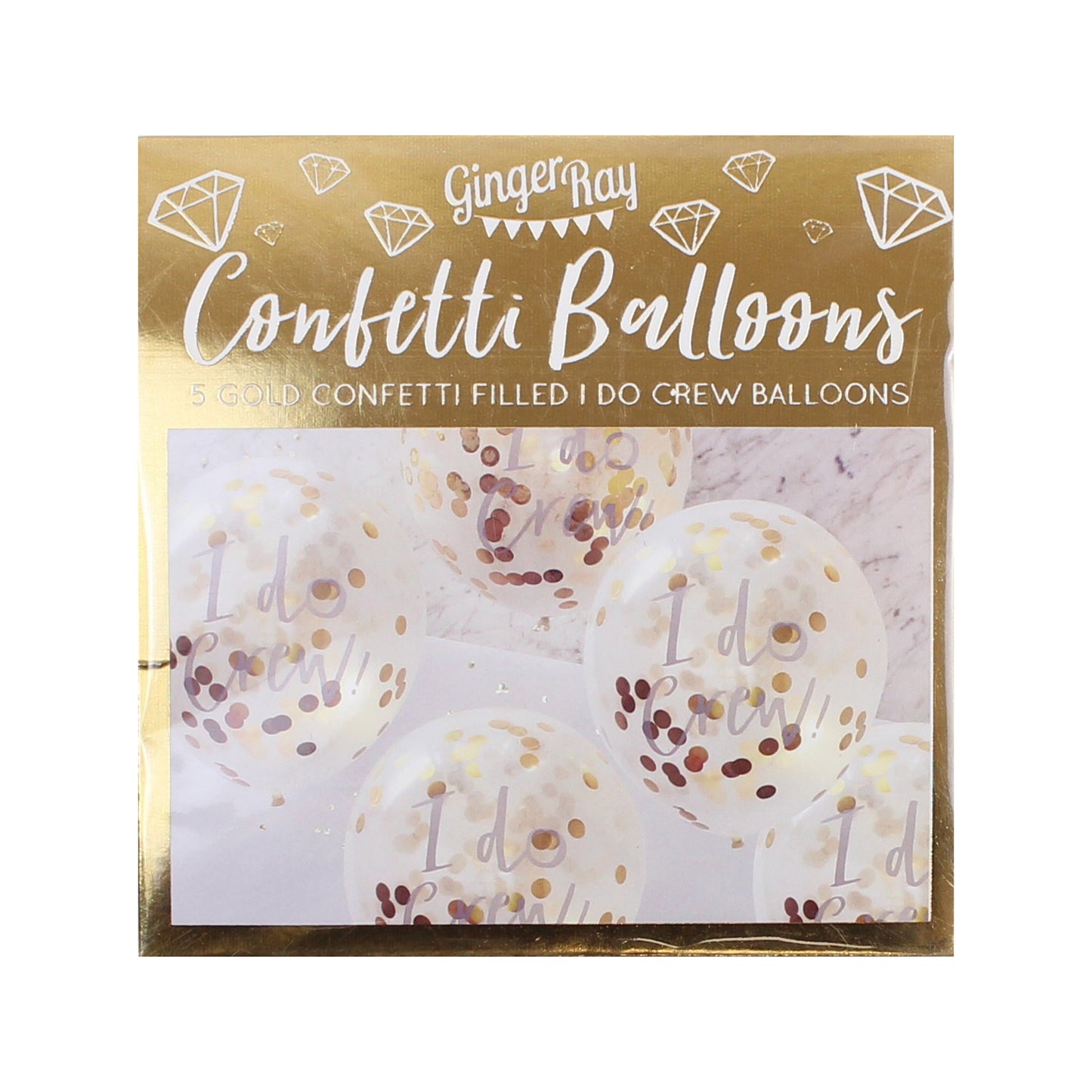 I Do printed Gold Confetti Balloons - I Do Crew