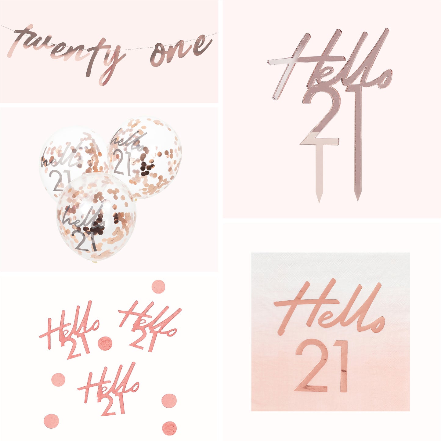 Rose Gold 21st Birthday Decorations Kit