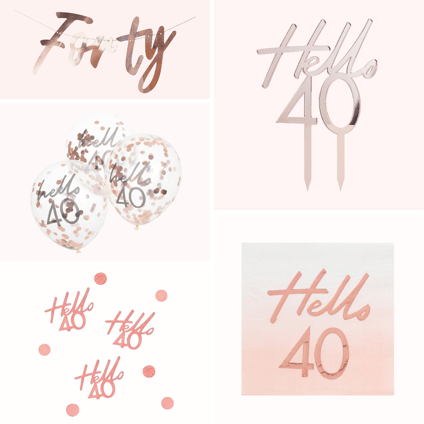 Rose Gold 40th Birthday Decorations Kit
