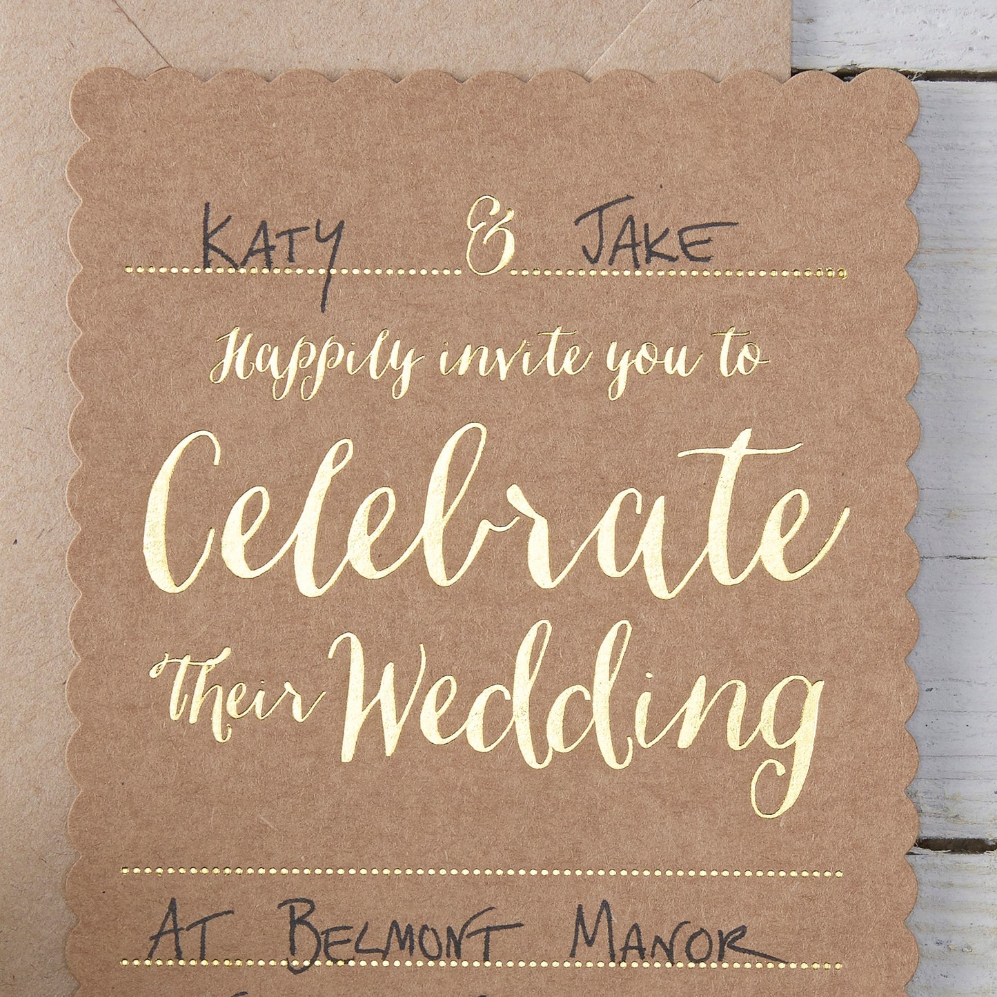 Brown Kraft Foiled Gold Wedding Invitations - Kraft Perfection