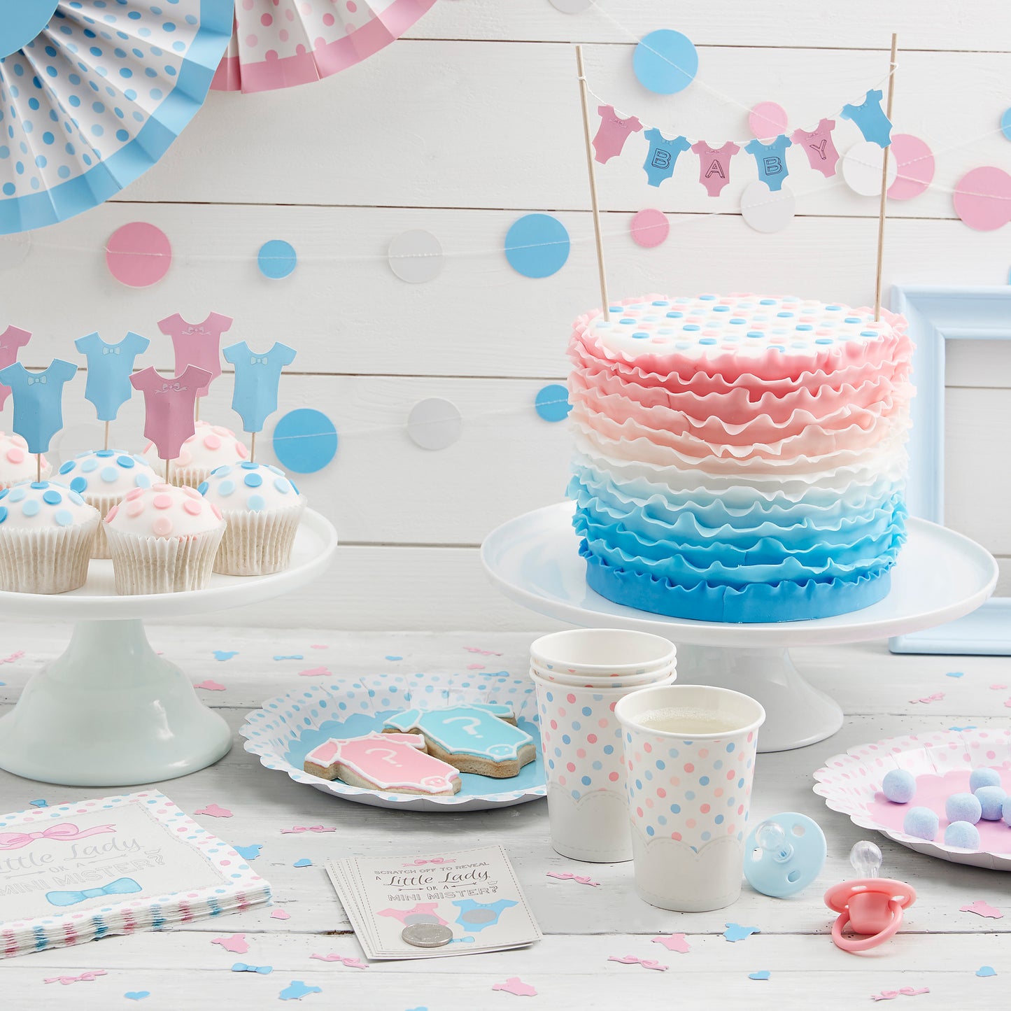 Pink Spotty Fan Decorations - Little Lady or Mini Mister