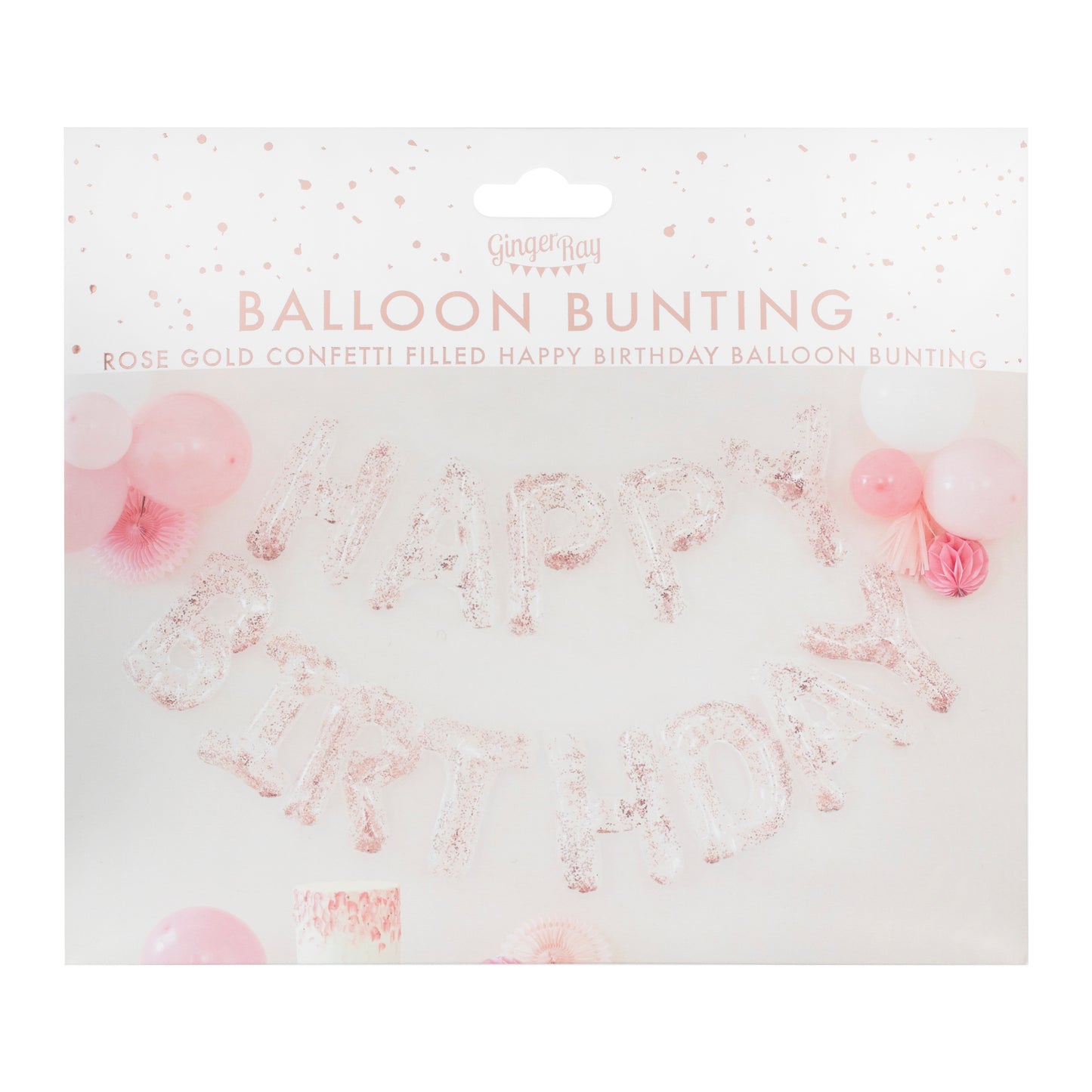 Clear Foil & Confetti Happy Birthday Balloons Banner