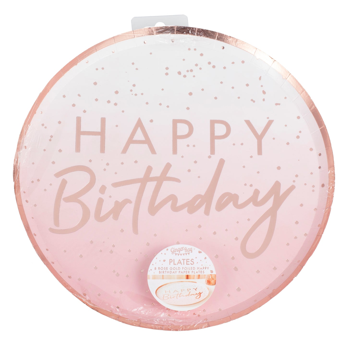 Rose Gold Ombre Paper Happy Birthday Plates