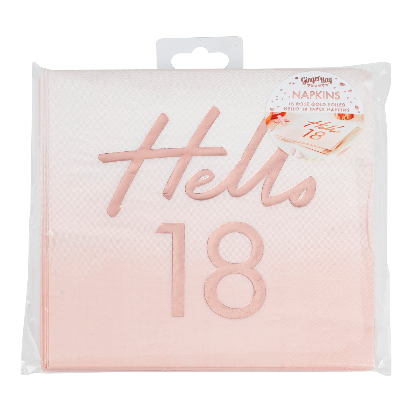 Hello 18th Birthday Party Napkins Rose Gold
