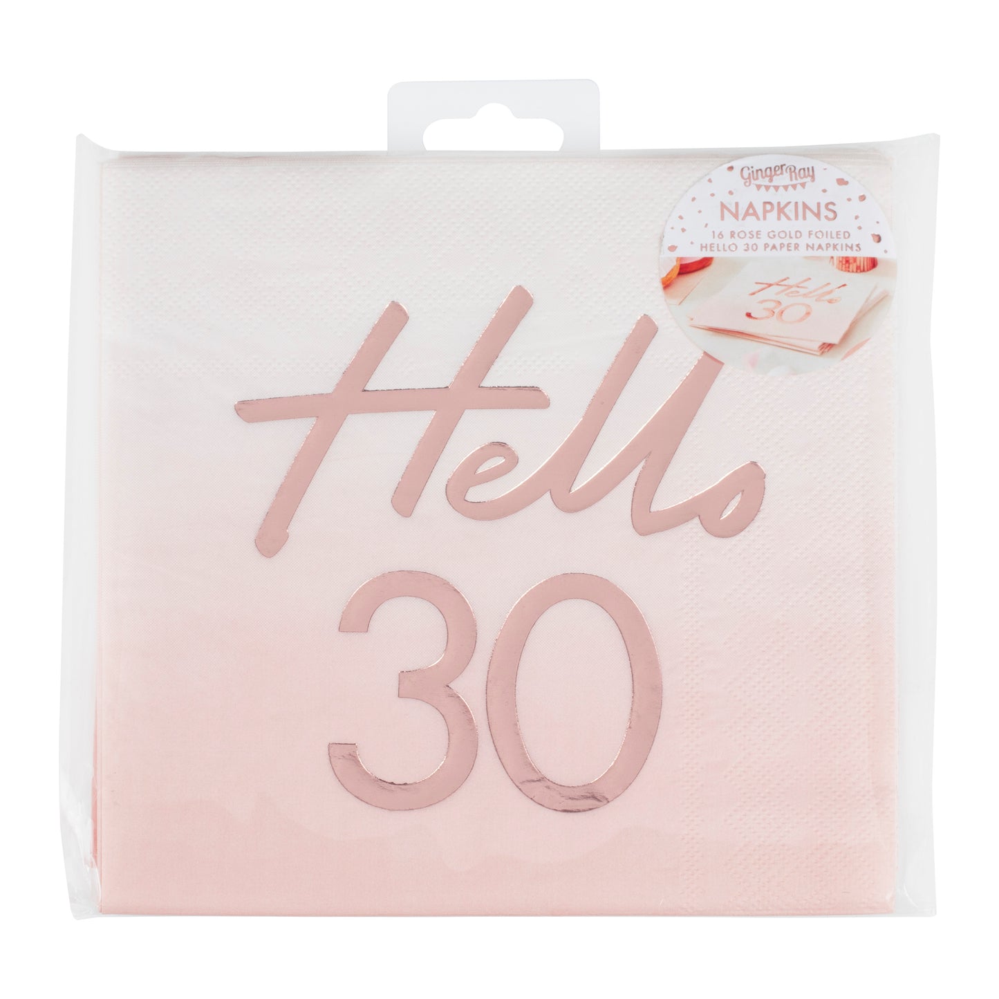 Hello 30th Birthday Party Napkins Rose Gold