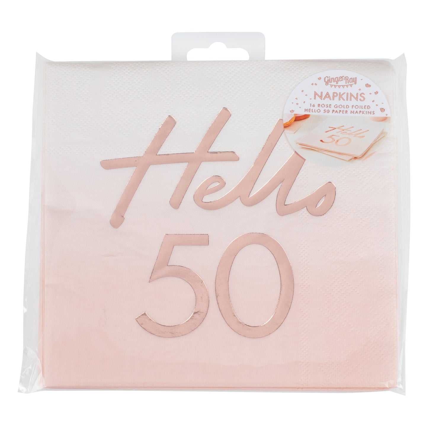 Hello 50 Birthday Party Napkins Rose Gold