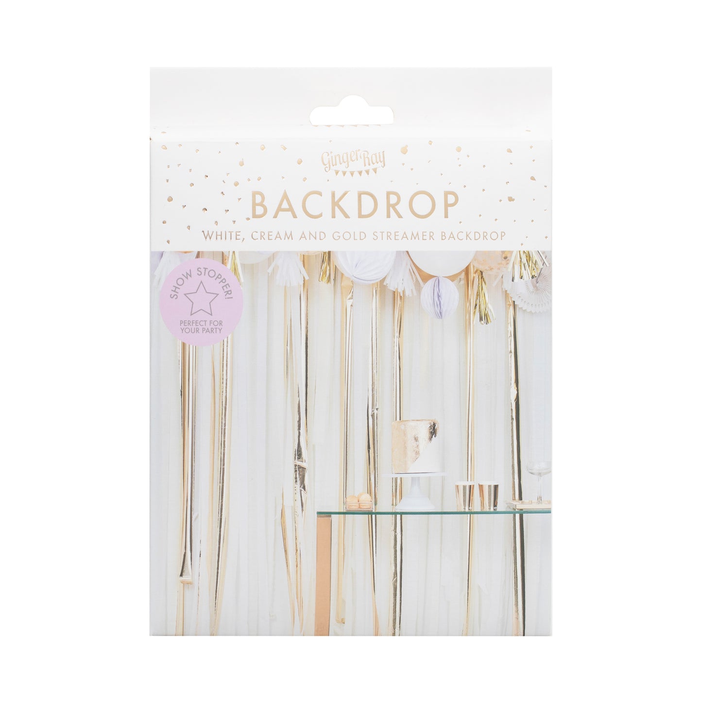 Gold Metallic Party Streamers Backdrop