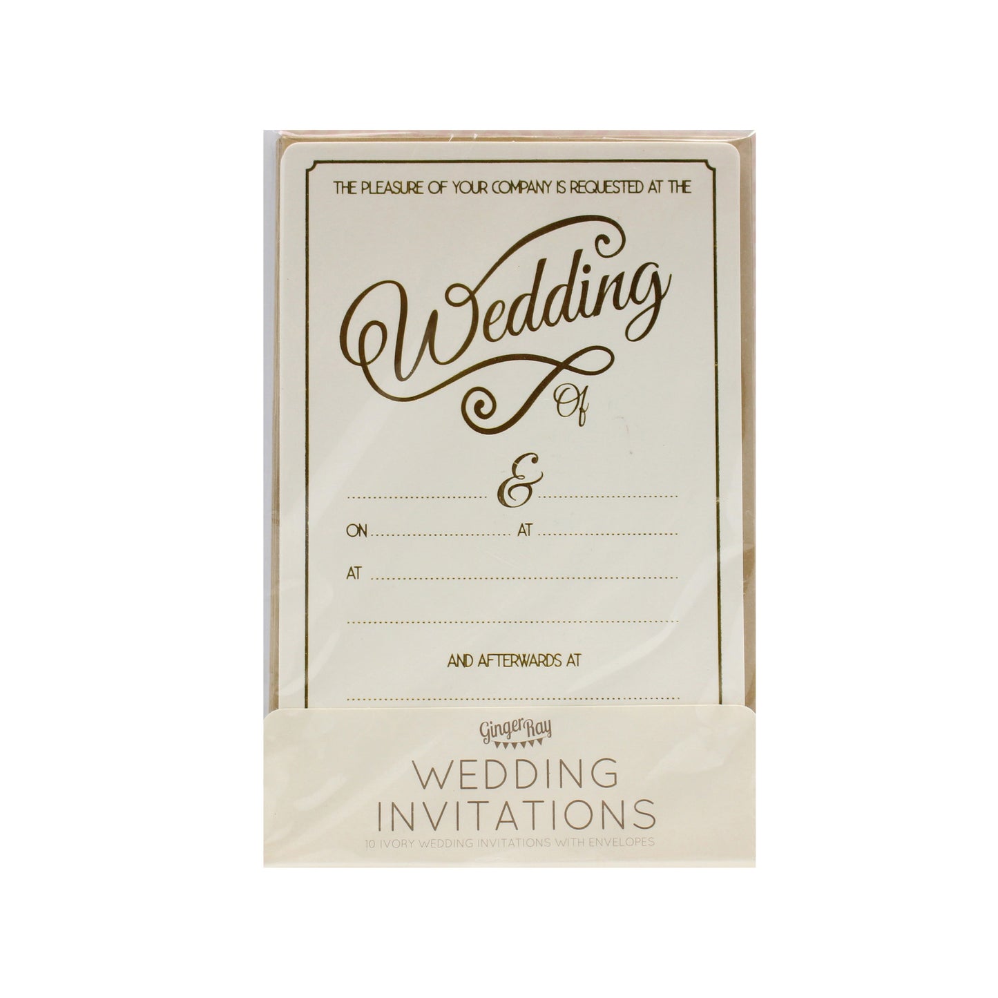 Ivory & Gold Foiled Wedding Invitations - Metallic Perfection