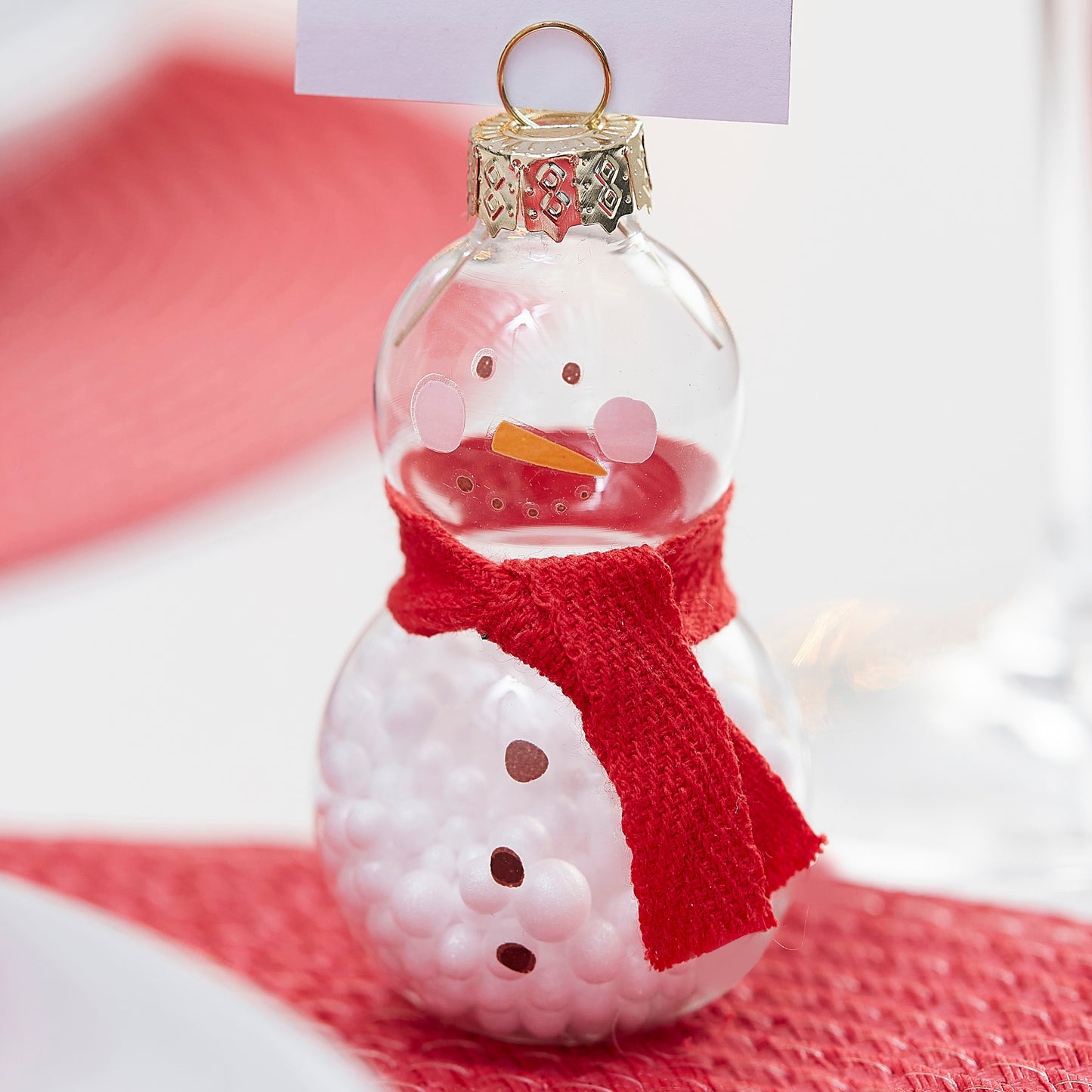 Glass Snowman Christmas Place Card Holders