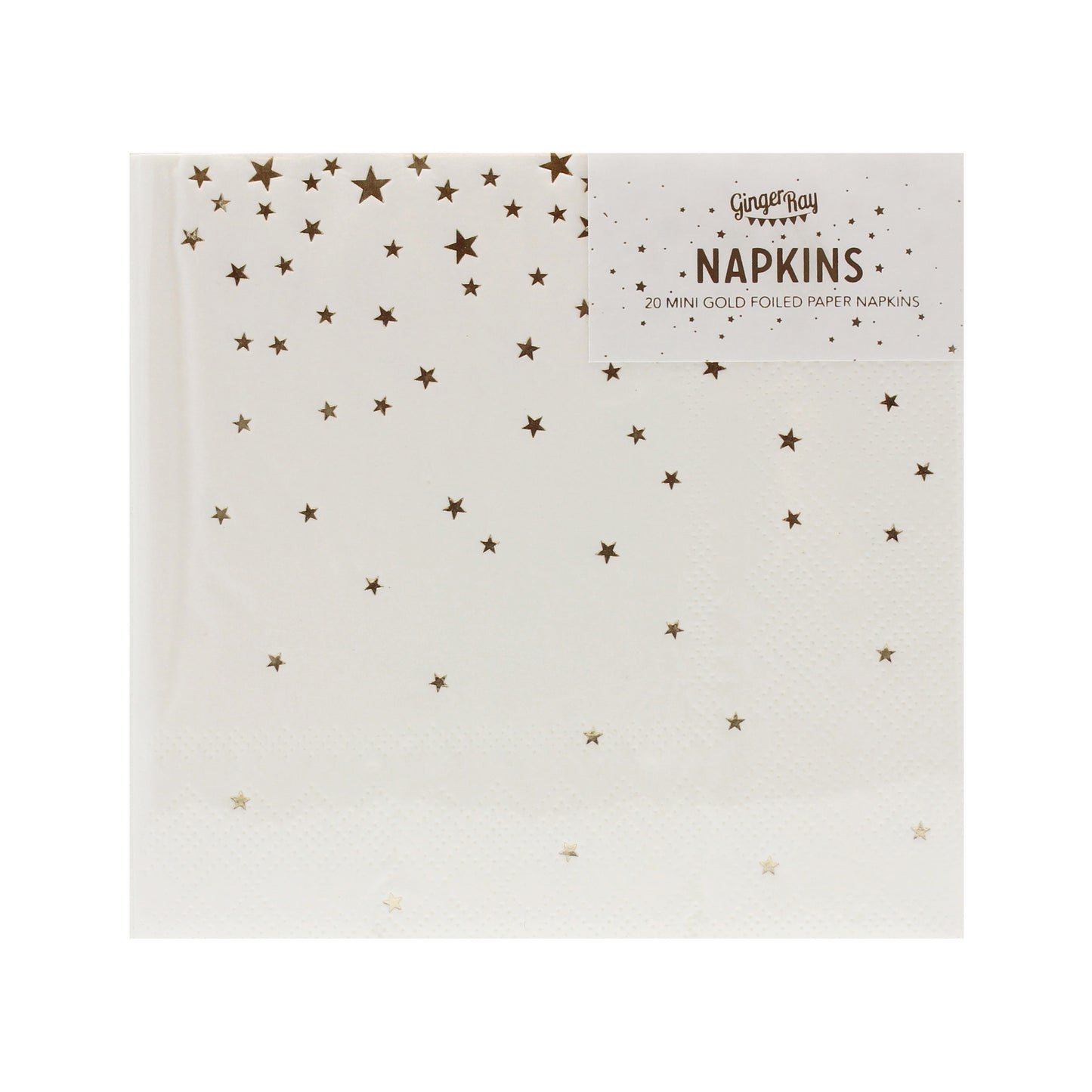 Gold Foiled Star Cocktail Napkins - Metallic Star