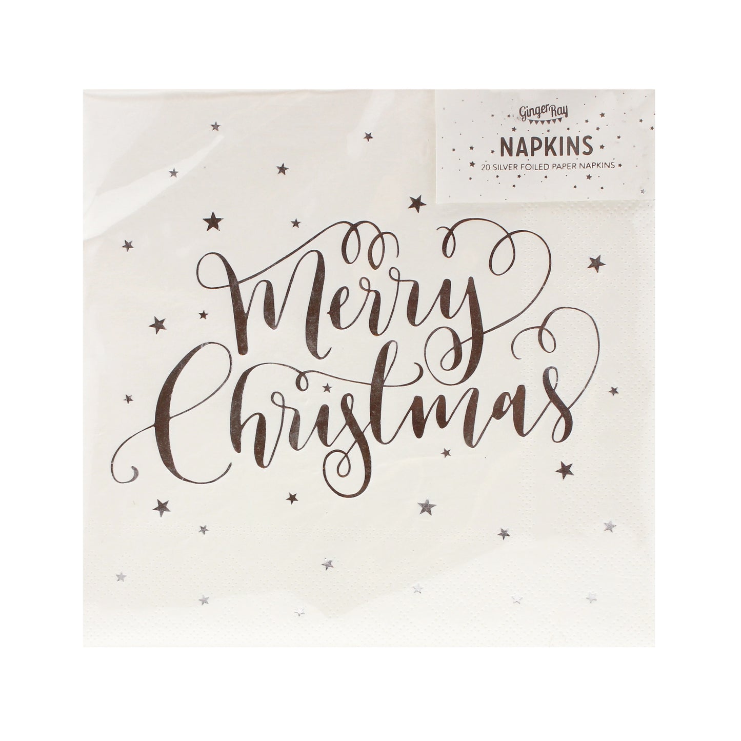Silver Foiled Merry Christmas Napkins