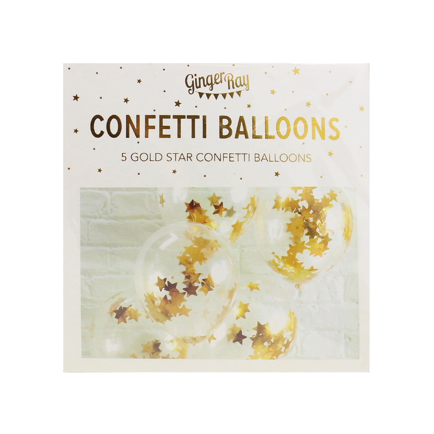 Gold Star Confetti Balloons
