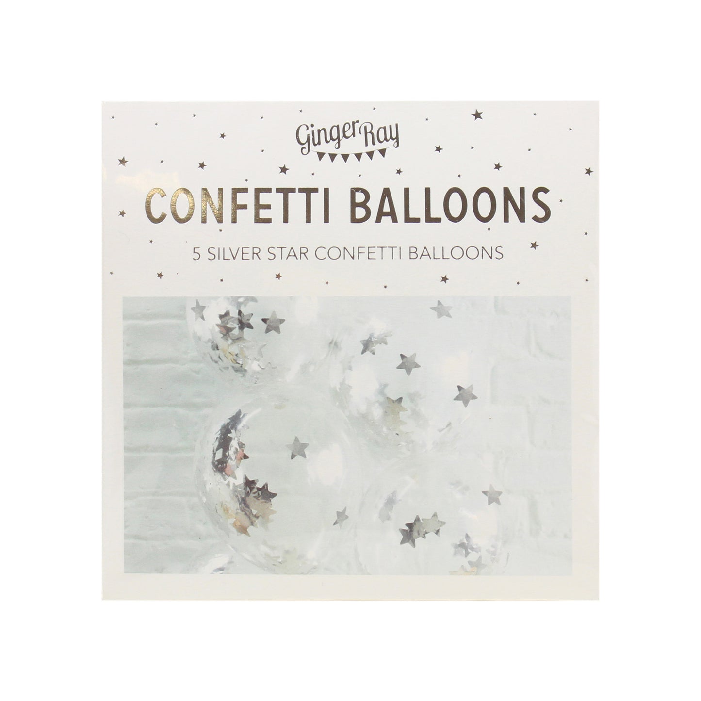 Silver Star Shaped Confetti Balloons