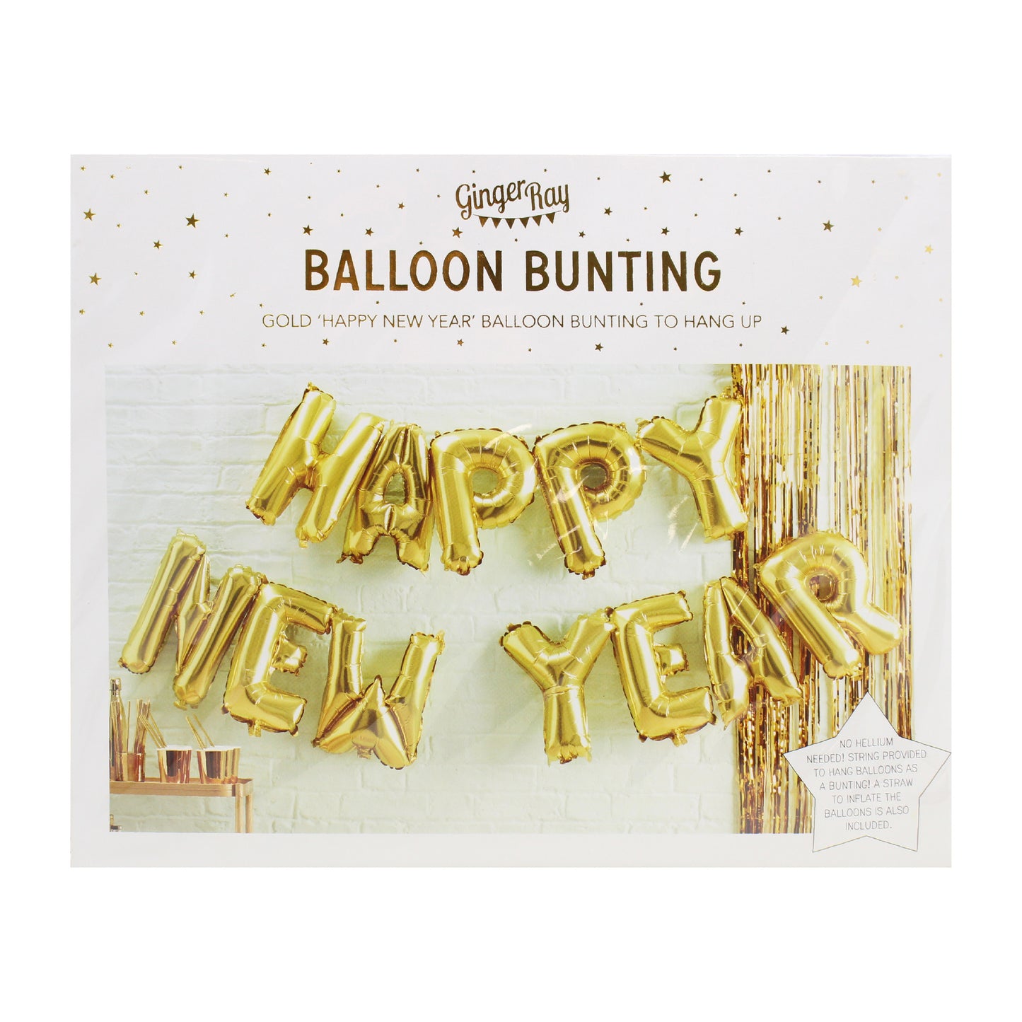 Gold Happy New Year Balloon Banner